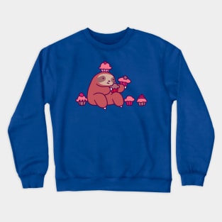 Sloth Eating Cupcakes Crewneck Sweatshirt
